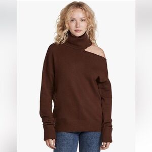 PAIGE Women's Raundi Turtleneck Relaxed Wool Blend Sweater Dark Brown XS